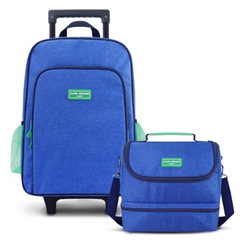 Kit Mochila Rodinha Jacki Design Júnior + Lancheira Térmica (Azul)