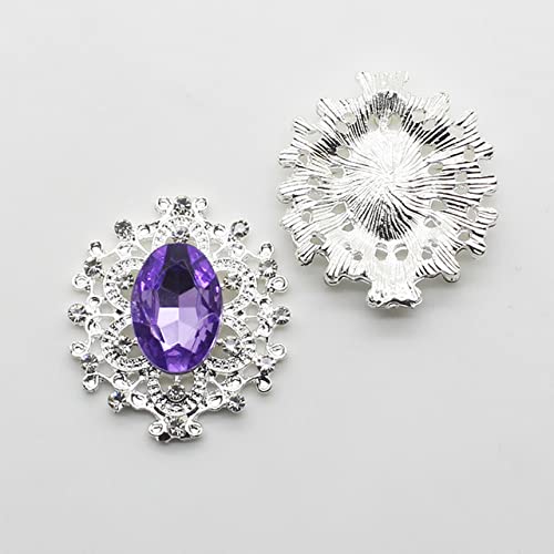 Nicey Bouton ovale en alliage argenté à fond plat pour décoration de bijoux de mariage