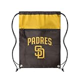 FOCO MLB Officially Licensed Unisex Team Color Baseball Primary Logo Wordmark Drawstring Backpack With Zippered Pocket - San Diego Padres