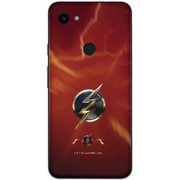 Skinit Decal Phone Skin Compatible with Google Pixel 3a XL - Officially Licensed Warner Bros The Flash Movie: Logo Poster Design