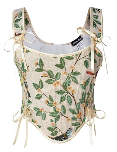 Image of Scarlet Darkness Corset Tops for Women Renaissance Floral Bustier Tops