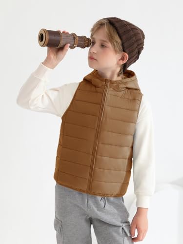 Image of Haloumoning Boys Puffer Vest Kids Sleeveless Zip Up Jackets | Lightweight Puffy Down Jacket with Hood 4-14 Years