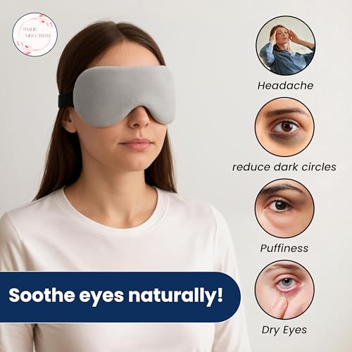 Image of Cooling Gel Eye Mask for Sleeping (Pack of 2) - Velvet Sleep Mask with Light Blocking Design, Reusable Gel Pad and Stretchable Band for Relaxation, Travel & Meditation | For Men & Women | THALIR VIRUCTHAM