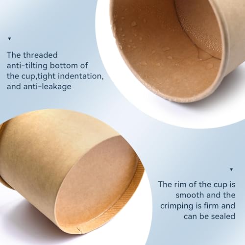 Image of 12 oz 75 Pack Soup Containers with Lids, Paper Soup Cups