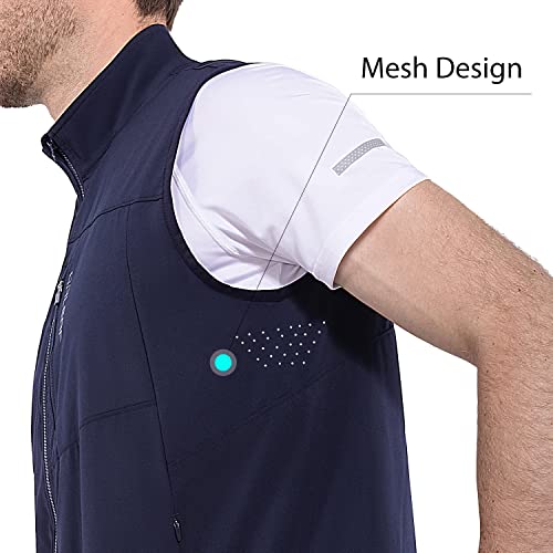 Baleaf Men's Golf Vest Lightweight Outwear Sleeveless Jackets Running Travel Breathable Running Rain Gear Zip Pockets Hiking Dark Blue L #TOP2