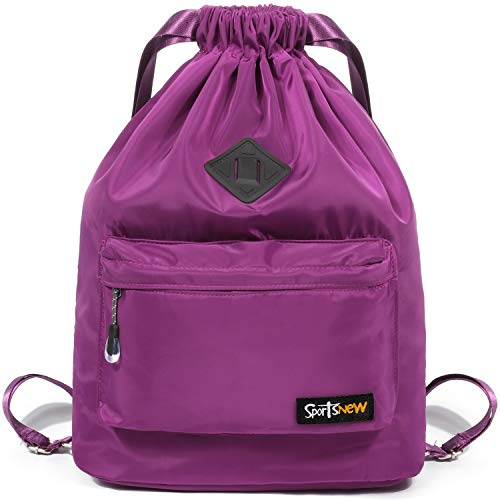 SportsNew Drawstring Sports Backpack - Gym Sack - Lightweight Sackpack Bag with Shoes