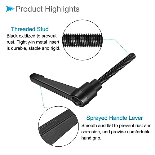 Image of Clamping Lever Handles, M6 x 32mm Male Thread, Adjustable Quick Release Locking Rotating Bolt Knobs Black - (Applications: for Lathe Machinery), 1-Piece