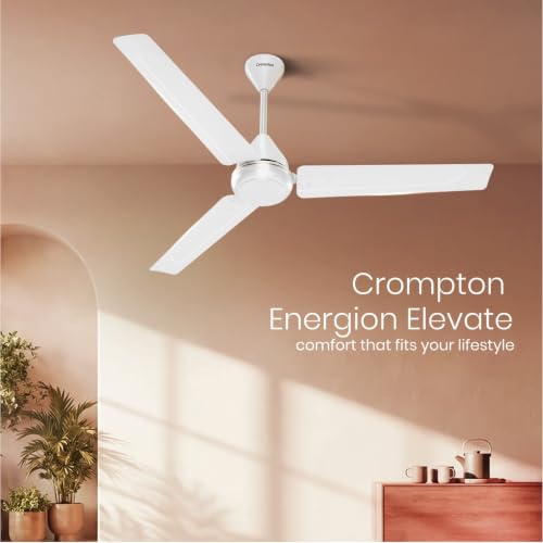 Image of Crompton Energion Elevate 1200mm BLDC Ceiling Fan | Remote Control | 32W Energy Efficient | 5-Star Rated | 350 RPM High Speed | Silent Ceiling Fan | Pack of 1 | 3-Year Warranty (Opal White)