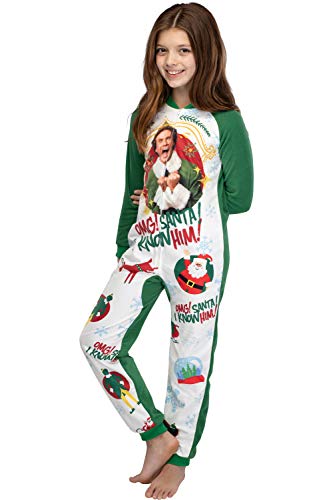 INTIMO Elf The Movie Kids' OMG Santa! I Know Him! One Piece Sleeper Pajama Union Suit For Girls Or Boys