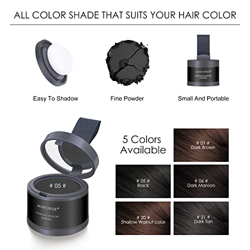 Freeorr 2Pcs Hairline Powder Magical Instantly Hair Line Shadow Quick Cover Hair Root Concealer With Puff Touch, Root Cover Up For Thinning Hair, Waterproof, Non-Sticky#Black #TOP4