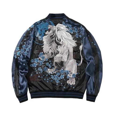 Veste de Baseball Style Chinois à Broderies Coupe Décontractée