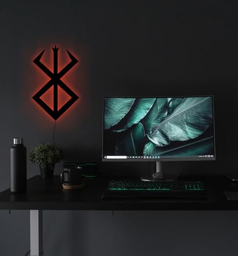 Image of AD INFINITUM LED Wall Lamp, Comic Lover, Bat Cave, Night Lamp, for Gift, Kids Room, Gaming Setup, Gaming Room, Man Cave (BRSRK Logo Multicolor Light)