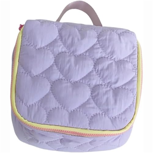 Versión Linda Bolsa de Maquillaje Love Bolso Viaje Portátil Gran Capacidad Lavado Almacenamiento Cosméticos para Viaje, Piscina, Gimnasio(Purple)