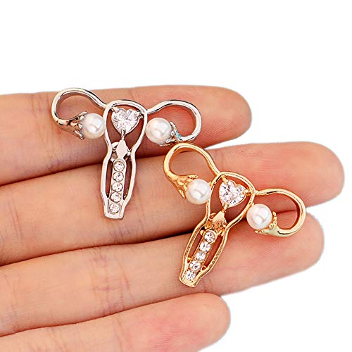 Image of Nurse Pin Stethoscope Pins Cuterus Heart-Shaped Pins Lapel Pin Personality Medical Jewelry for Women Nurse Accessories Gifts Hat Lapel Pins(Gold)