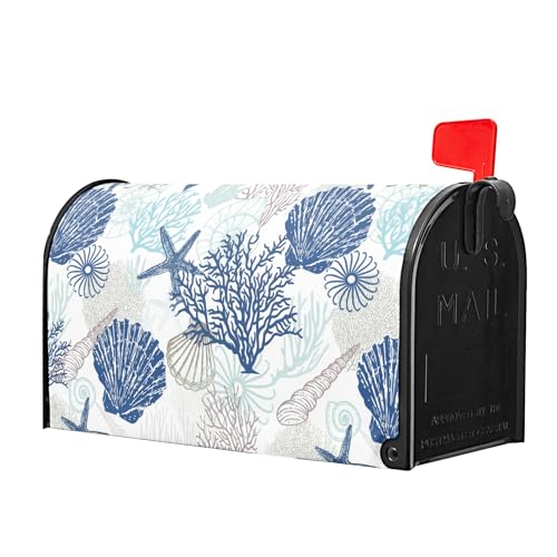 Image of Summer Mailbox Covers Magnetic Standard Size 25.5 X 21 Inch Beach Mailbox Cover Starfishs Seashells Ocean Sea Mailbox Wraps Post Letter Box Cover Decoration Outdoor Garden Home Yard Outside