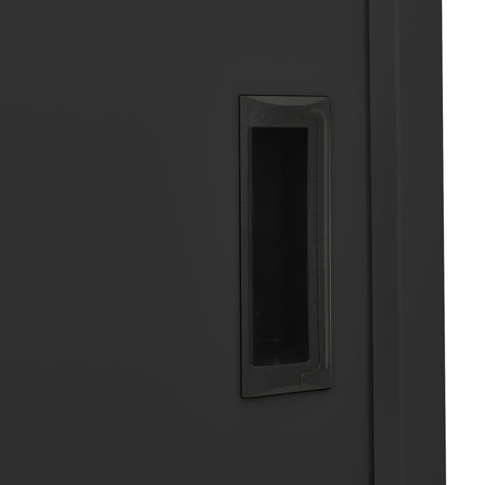 Gecheer Büroschrank, Schiebetür Stahlschrank mit 4 Türen und 3 einstellbaren Böden, 90x40x180 cm, Stahl und gehärtetes Glas für Büroorganisation und Dokumentenaufbewahrung