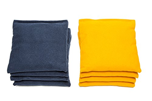 Weather Resistant Cornhole Bags (Set of 8) by SC Cornhole (Yellow/Navy Blue)
