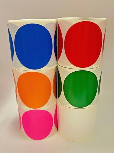 for 6 Rolls of 500 3 Round Variety Pack Color Coded Inventory Dots Labels Stickers