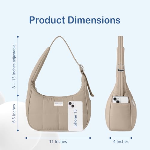 TOPDesign Puffer Shoulder Bag for Women, Ultra Lightweight Hobo Tote Handbag, Mini Clutch Purse with Zipper, Adjustable Strap - Image 6
