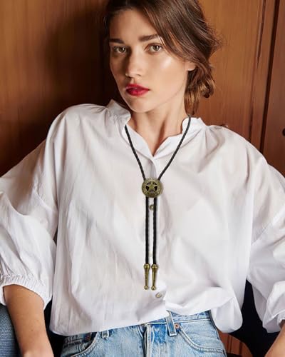 Cowboy Bolo Tie for Men Western Bolo Necklace for Women Handmade Men's Bolo Ties Accessories Rodeo Christmas Gifts3