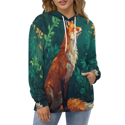 Sweat à capuche renard 3D pull Harajuku unisexe décontracté à poches - 2