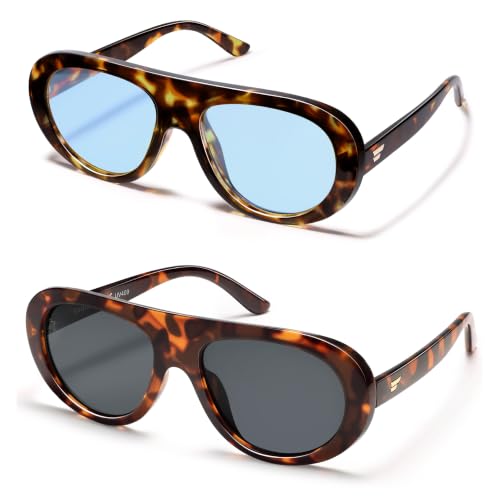 Image of VANLINKER Oversized Retro Aviator Sunglasses for Women Men Chic 70s Vintage Style Trendy 2026 Chunky Sun Glasses VL9865