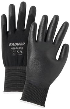 Radnor Medium Black Economy Polyurethane Palm Coated Gloves With Seamless 13 Gauge Nylon Knit Liner 12 PR