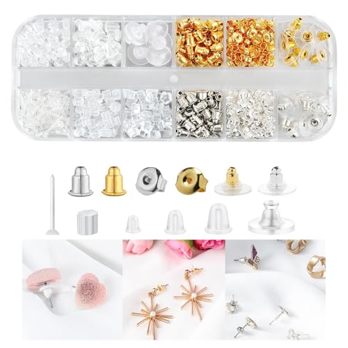 Image of Gozaqe Earring Backs for Ear Studs,600Pcs 12 Styles Universal Fit