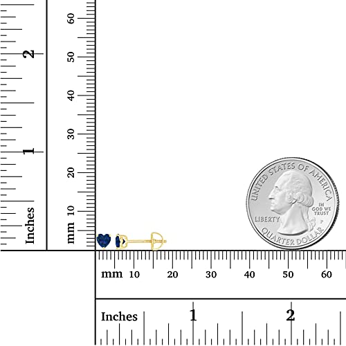 14K Gold Plated 925 Sterling Silver Hypoallergenic 4mm Heart Shape Prong Set Genuine Birthstone Solitaire Screwback Stud Earrings4
