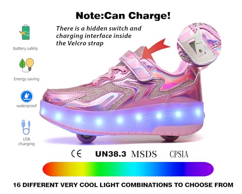 Roller Skate Shoes for Kids Boys Girls LED Roller Sneakers Light Up Fashion Flashing Wheels Shoes Rechargeable2