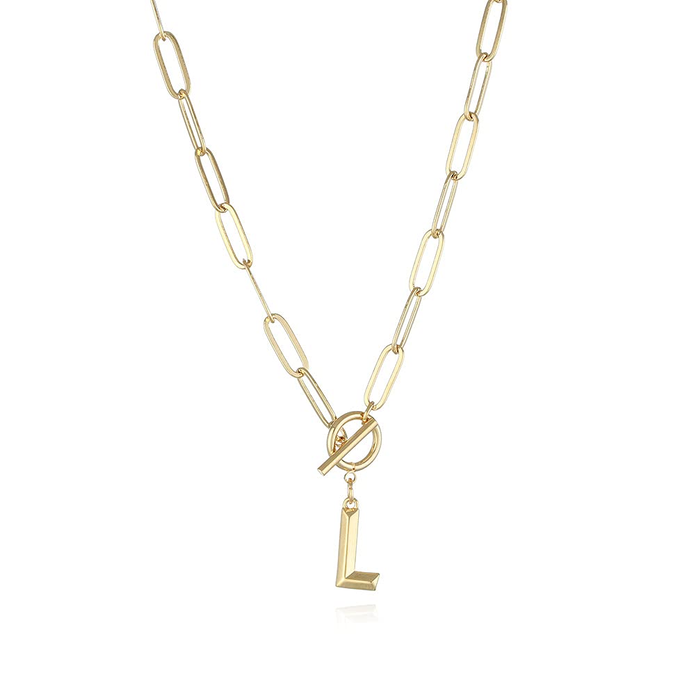 COGOALL Necklaces for Women, Plated Dainty Layering Paperclip Chain Necklace Simple Adjustable Initial Pendant Necklaces Gold Chain Necklaces for Women Jewelry Gifts (L)