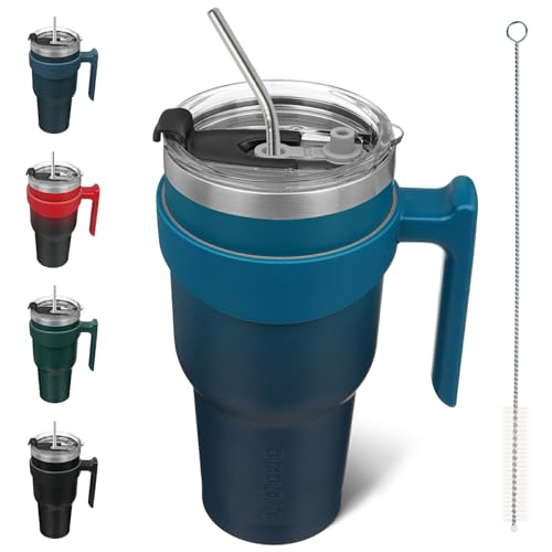 Image of BJPKPK 40 oz Tumbler with Handle & Straw, Insulated Stainless Steel Mug