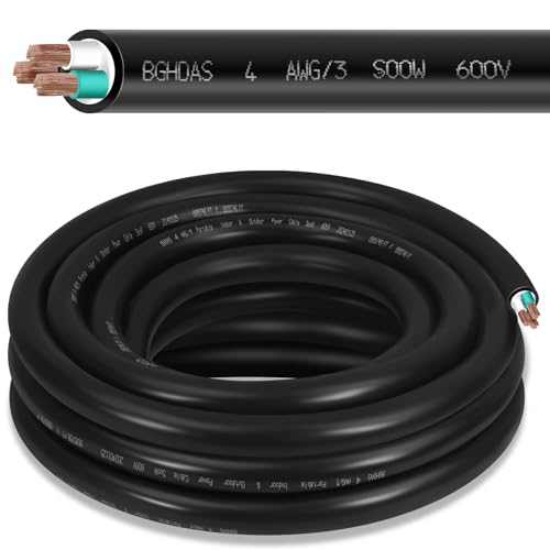 10ft 4/3 SOOW Power Cable 600V, 4 AWG, 3 Conductor