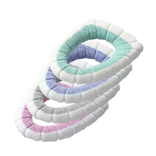 Garneck Toilet Seat Cover Set 4pcs Assorted Pumpkin Design Seat Pads Non-Slip Heat Retaining for Family Use