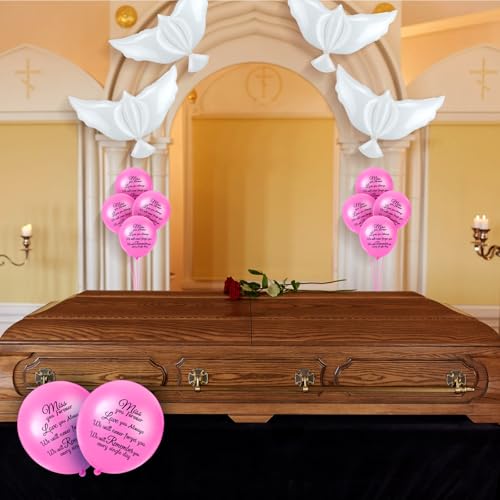 Image of Skylety 36 Pcs Memorial Balloons to Release with Dove Balloon, Pink | Helium, Remembrance for Heavenly Birthday, Memorial Services, Release in Sky Ceremony, Forever in Hearts Messages
