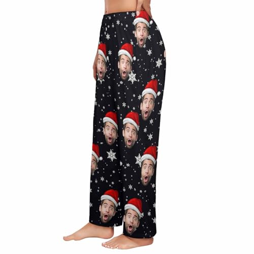 Custom Face Pajama Pants for Women Men Personalized Sleep Bottoms Christmas Printed Pj Casual Pajamas Loose Fit Lounge Pants 5