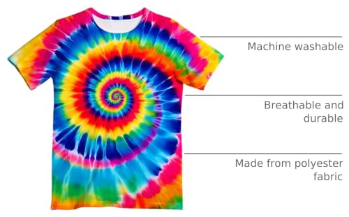Image of Kids Neon Tie Dye Shirt for Boys Girls Tie-Dye T-Shirt Hippes Tshirt Senior Children Tee Size 6-16 Years Age