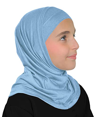 Image of Girls Hijab Muslim Kids Amira 2 piece Instant Head Scarf Easy Pull On Hood & Tube Cap