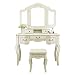 Tribesigns French Vintage Ivory White Vanity Dressing Table Set Makeup Desk with Stool & Mirror Bedroom