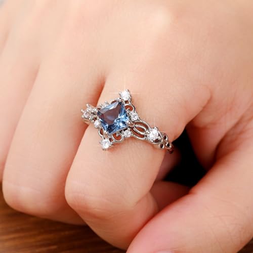 925 Sterling Silver Plated Promise Rings for Her Princess Cut Cubic Zirconia CZ Engagement Rings for Women2