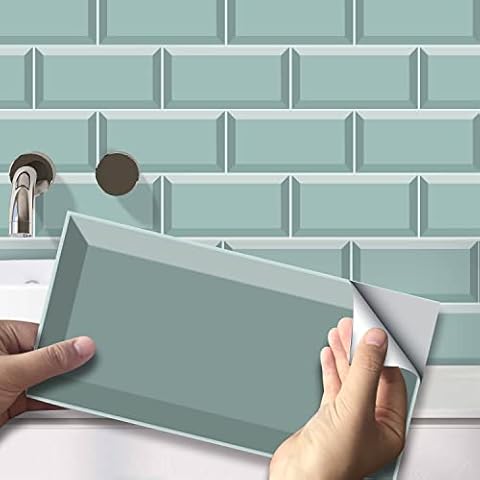 funlife Sage Green Tile Decals 27Pcs Cover