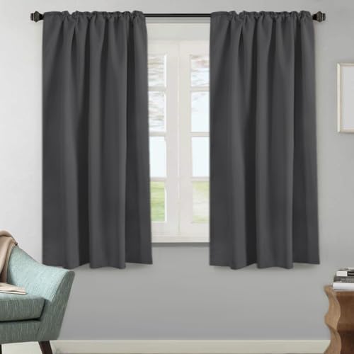 Image of H.VERSAILTEX Blackout Curtains Thermal Insulated Window Treatment Panels Room Darkening Blackout Drapes for Living Room Back Tab /Rod Pocket Bedroom Draperies, 52 x 63 Inch, Charcoal Gray, 2 Panels