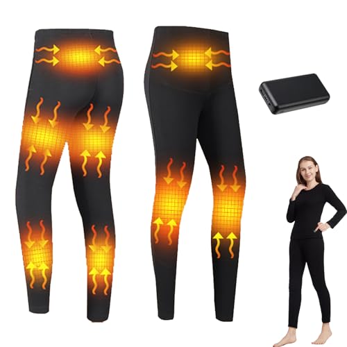 TOVCHEI Heated Thermal Underwear, Men Women Outdoor Sports USB 8 Heating Zone Tops& Pants, 3 Levels Temperature, with Battery,Women pants,M