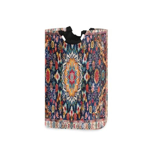 Jihqo Laundry Hamper Basket Mexican Floral Talavera Print Collapsible Nursery Storage Bin Waterproof Clothing Baskets for Home Bedroom Bathroom Washing Room