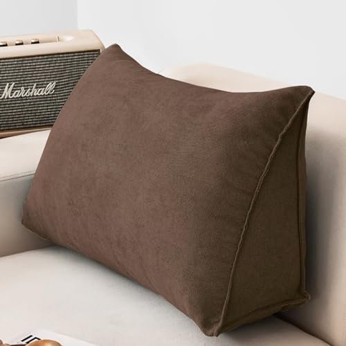TESICA Wedge Pillows Headboard Reading Pillow Brown Backrest Pillows for Sitting Up in Bed Rest Soft Triangle Bolster Cushion Washable Daybed Pillow Lumbar Support Leg Positioning