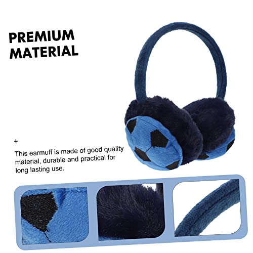 Practical Boy Winter Ear Warmer Comfortable Football Style Earmuffs Outdoor Cold Weather Protection Blue Black3