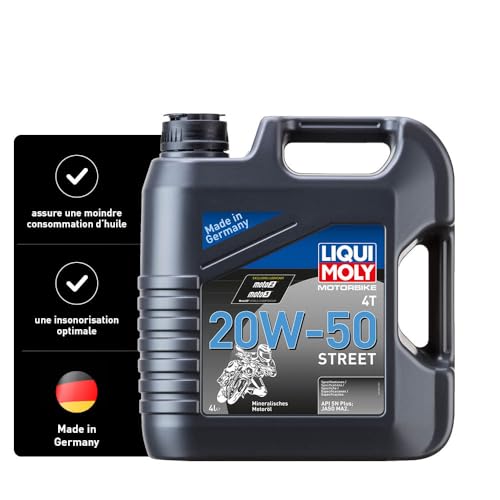 LIQUI MOLY Motorbike 4T 20W-50 Street, 4 L, Huile de moto à 4 coups, SKU: 1696, neutre