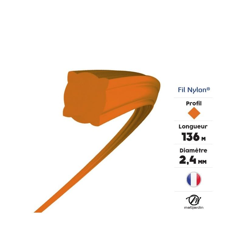 Matijardin - Fil débroussailleuse Carré 2,4 mm x 136 m Fil Nylon