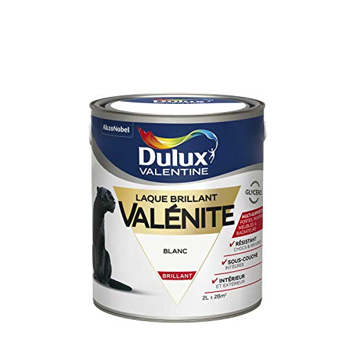 Dulux Valentine peinture Laque Valénite Glycéro multisupport intérieur-extérieur – Grande résistance pour boiseries et ferronneries - aspect Brillant Blanc 2 L...