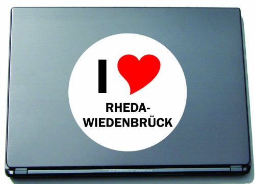 I Love Sticker Decal Adesivo su portatile Laptop Skin 210 mm con città nome Rheda-wiedenbrueck